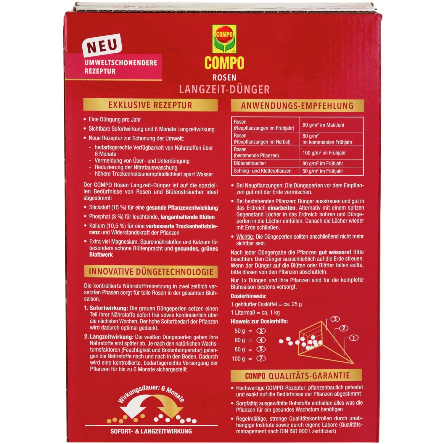 Compo Rosen Langzeit-Dünger 2 kg für üppige Blütenpracht und gesunde Pflanzen.