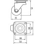 SOTECH Set 2 und 2 Möbelrolle KIEL Ø35 mm Transparent inkl. Schraubenset_4