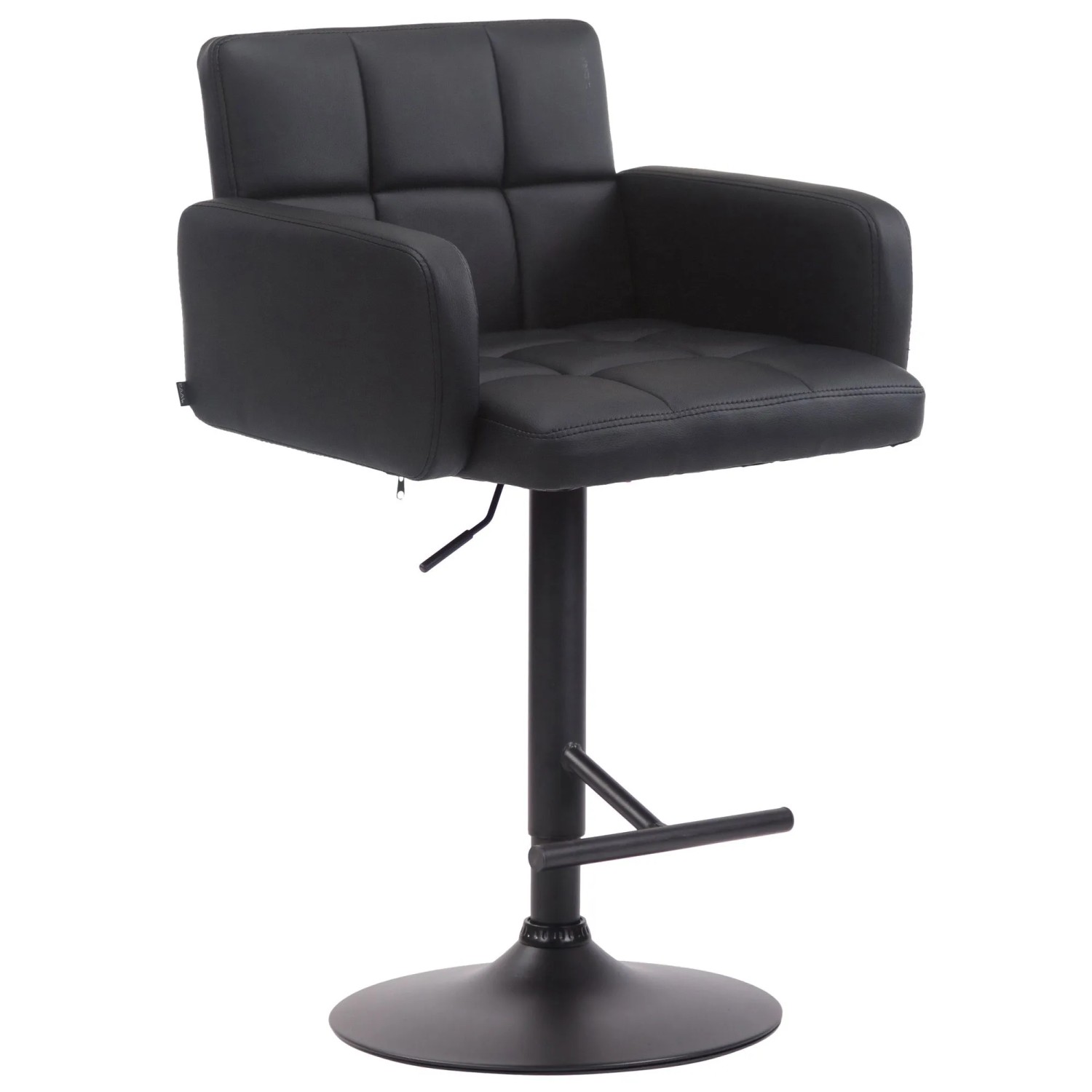 DELUKE Barhocker SUTUN Kunstleder Schwarz 60x56x93cm Schwarz Barstuhl Höhenverstellbar Mit Lehne Drehbar Tresenhocker Tr...