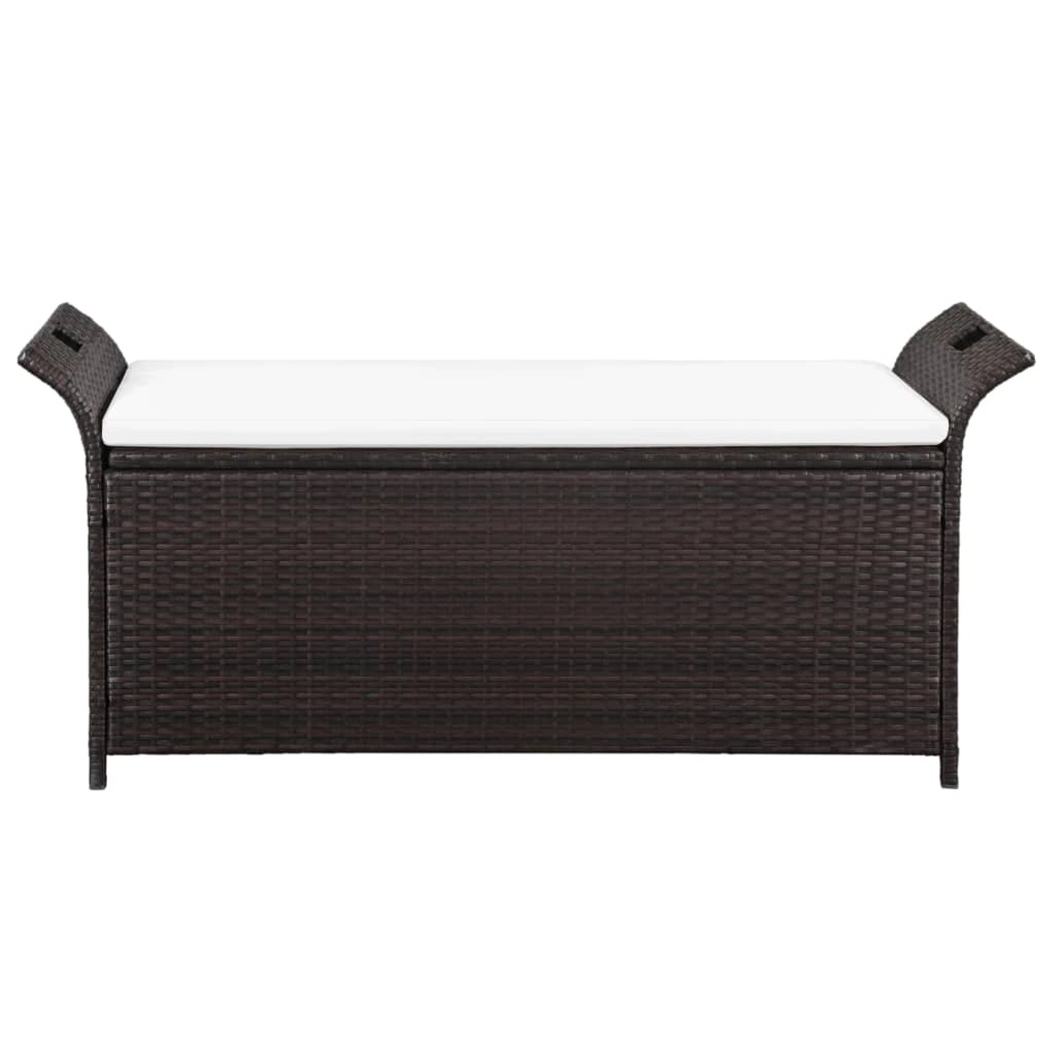 Truhenbank Mit Polster 138 Cm Poly Rattan Braun günstig online kaufen