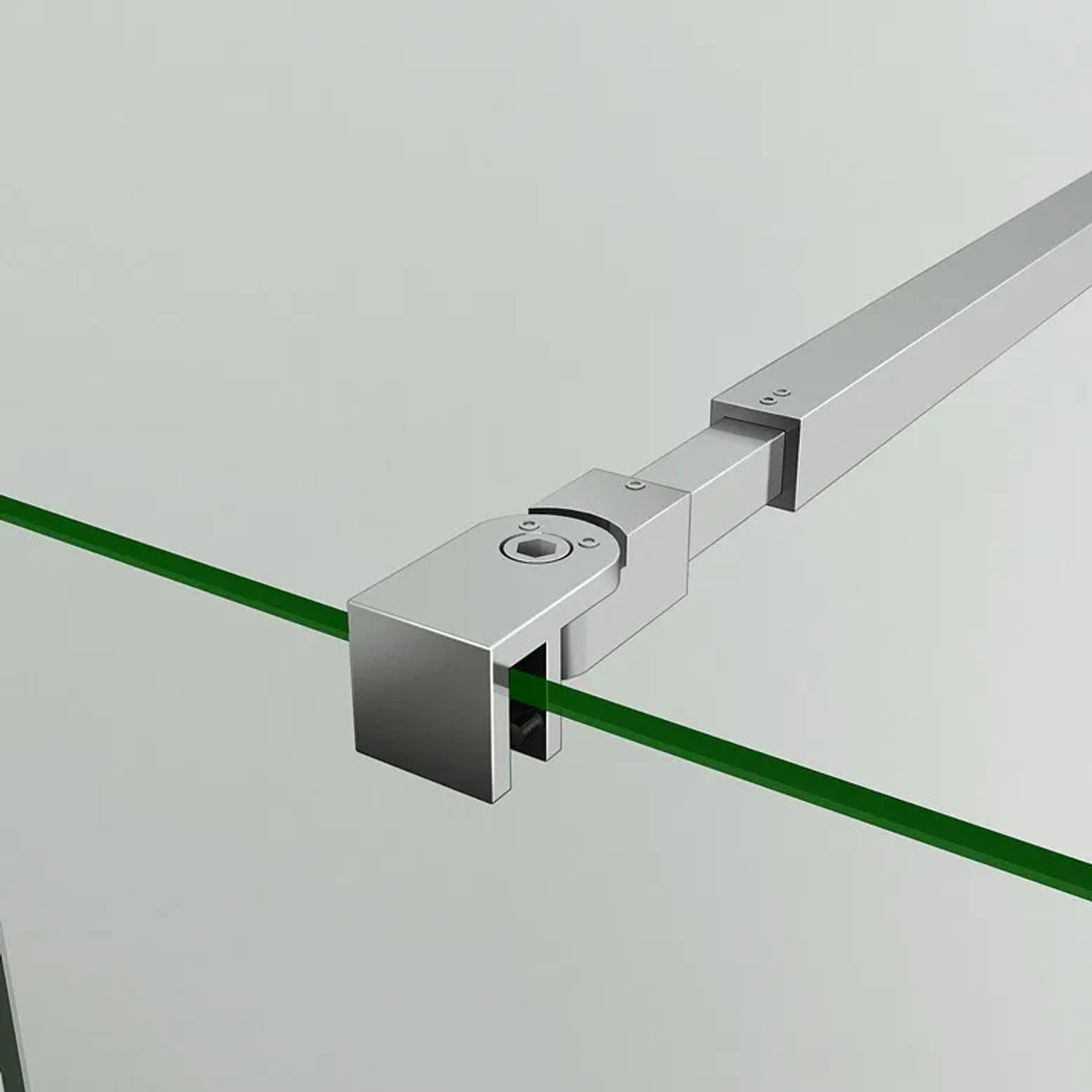 Chromfarbene, ausziehbare Dusch-Stabilisierungsstange aus Edelstahl mit Glashalterung für 6-10mm Glas, Walk-in Dusche.