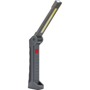 Klappbare LED Arbeitsleuchte in Schwarz-Grau, aufladbar, 300 Lumen, ideal für Werkstatt & Baustelle.