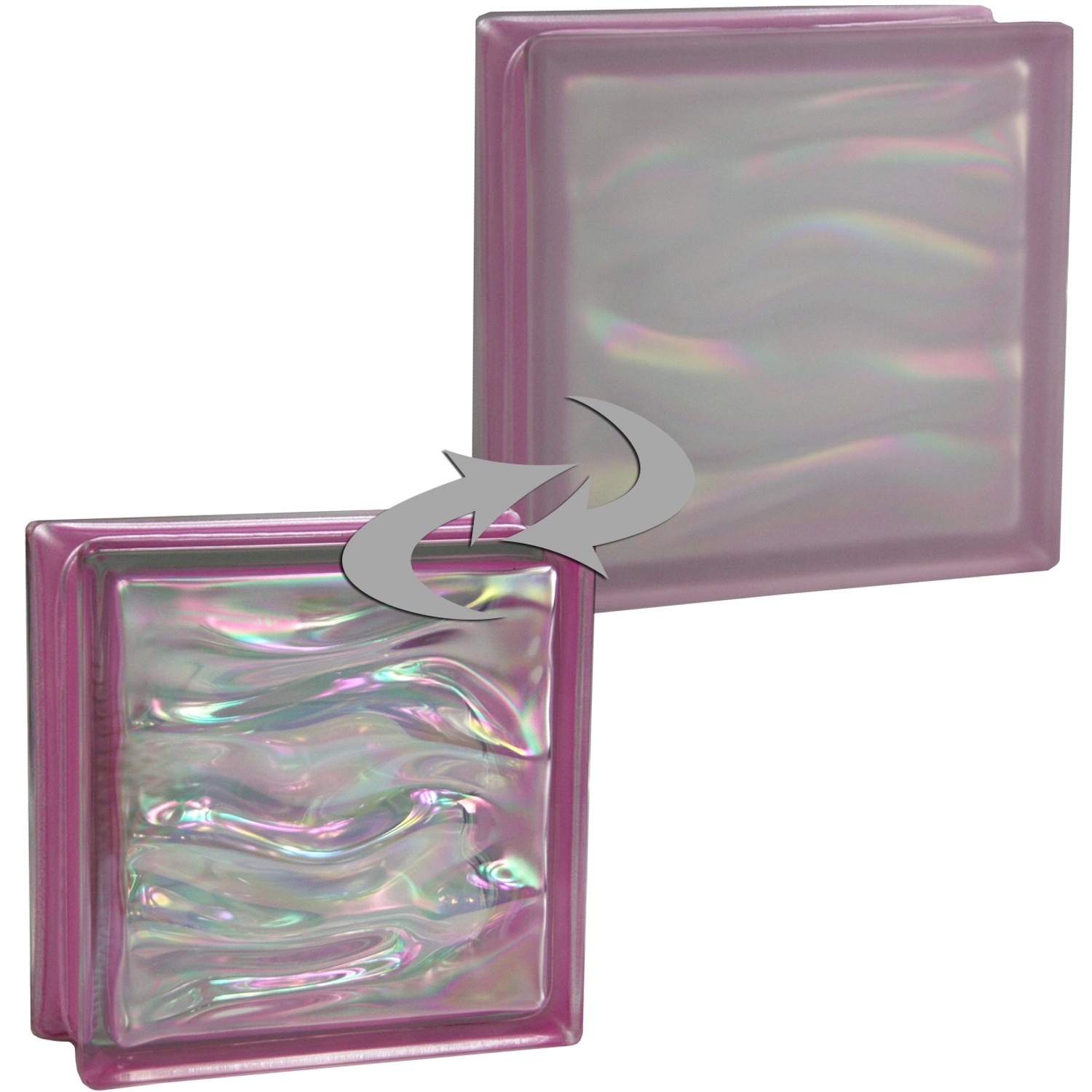 BM Glasstein Aqua Perlmutt Amethyst 1-Seitig Satiniert 19 cm x 19 cm x 8 cm