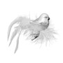Silberner Krebs Glas Lauscha Vogel als Weihnachtsornament mit Federn, 6cm.