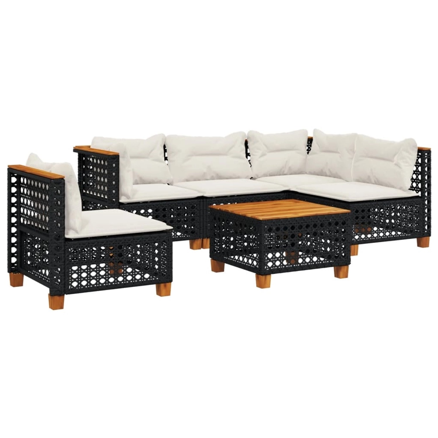 vidaXL 6-Tlg Garten-Sofagarnitur mit Kissen Schwarz Poly Rattan 3261842 günstig online kaufen