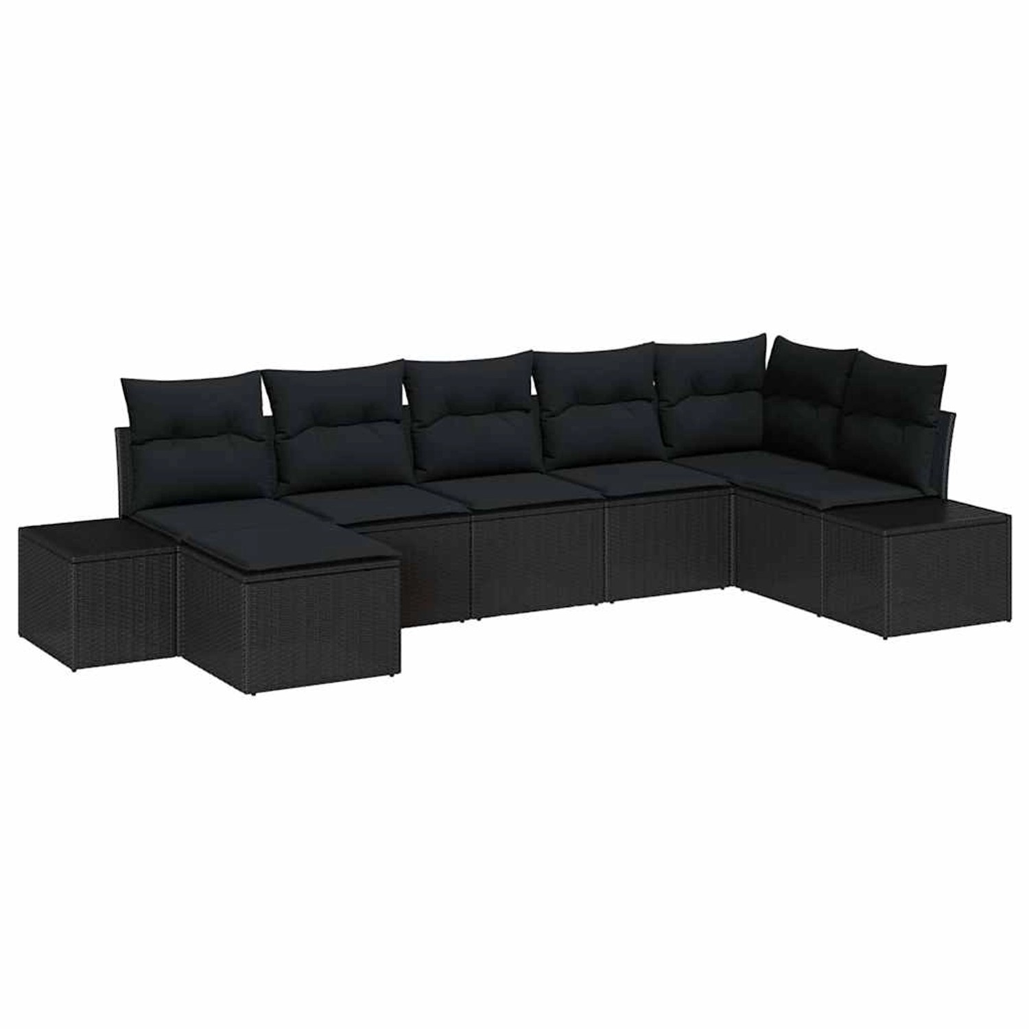 vidaXL Garten-Sofa-Set mit Kissen 7-Tlg Schwarz Poly Rattan 3347153 günstig online kaufen