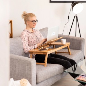 Relaxdays Laptoptisch Bambus Natur Kippbar 49 x 90 x 35 cm 3,5 kg