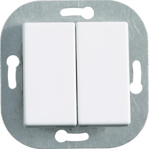 Einbauschalter Debora, 2-fach, weiß, für die Unterputz-Montage.
