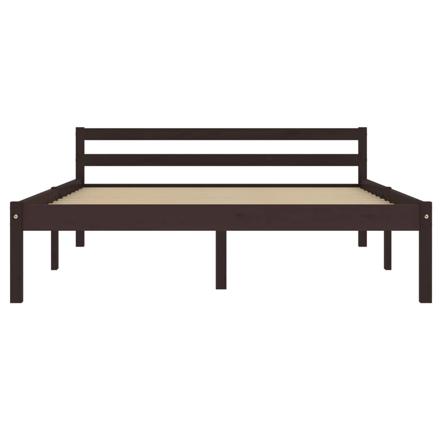vidaXL Massivholzbett, dunkelbraun, 140x200 cm. Bettrahmen aus Kiefernholz für Schlafzimmer.