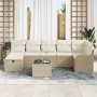 Beiges 8-tlg. vidaXL Garten-Sofa-Set aus Poly Rattan mit Kissen und Tisch.