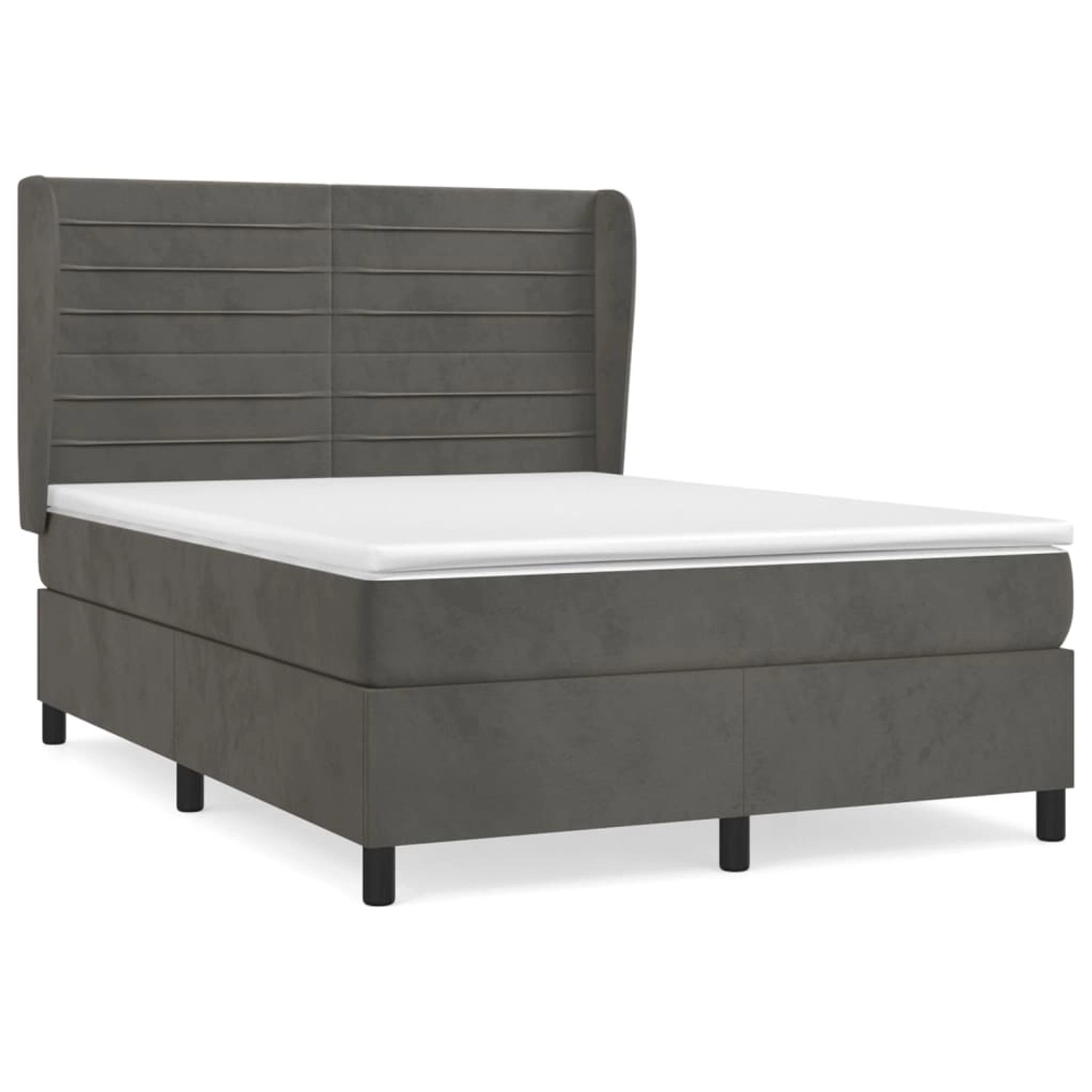 vidaXL Boxspringbett mit Matratze Dunkelgrau 140x190 cm Samt1399806 günstig online kaufen