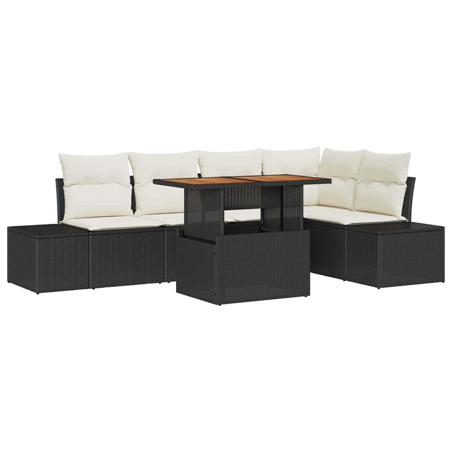 vidaXL Garten-Sofa-Set mit Speicher 6-Tlg Schwarz Poly Rattan 3358700 günstig online kaufen