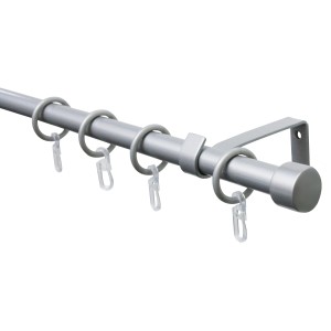 Gardinia Gardinenstangen-Set Cap, 1-läufig, silberfarben, mit Ringen und Trägern.
