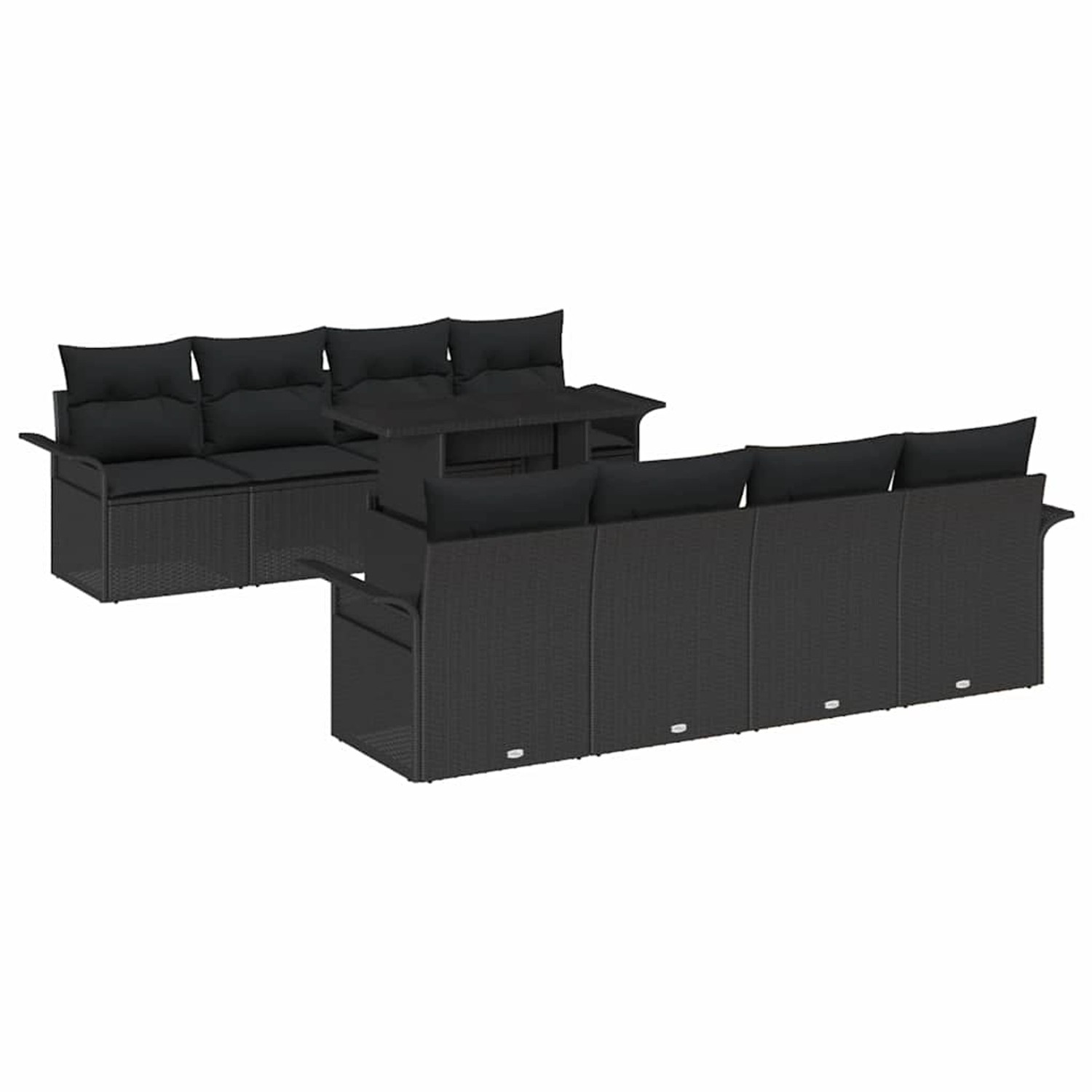 vidaXL Garten-Sofa-Set mit Kissen 9-Tlg Schwarz Poly Rattan 3356986 günstig online kaufen
