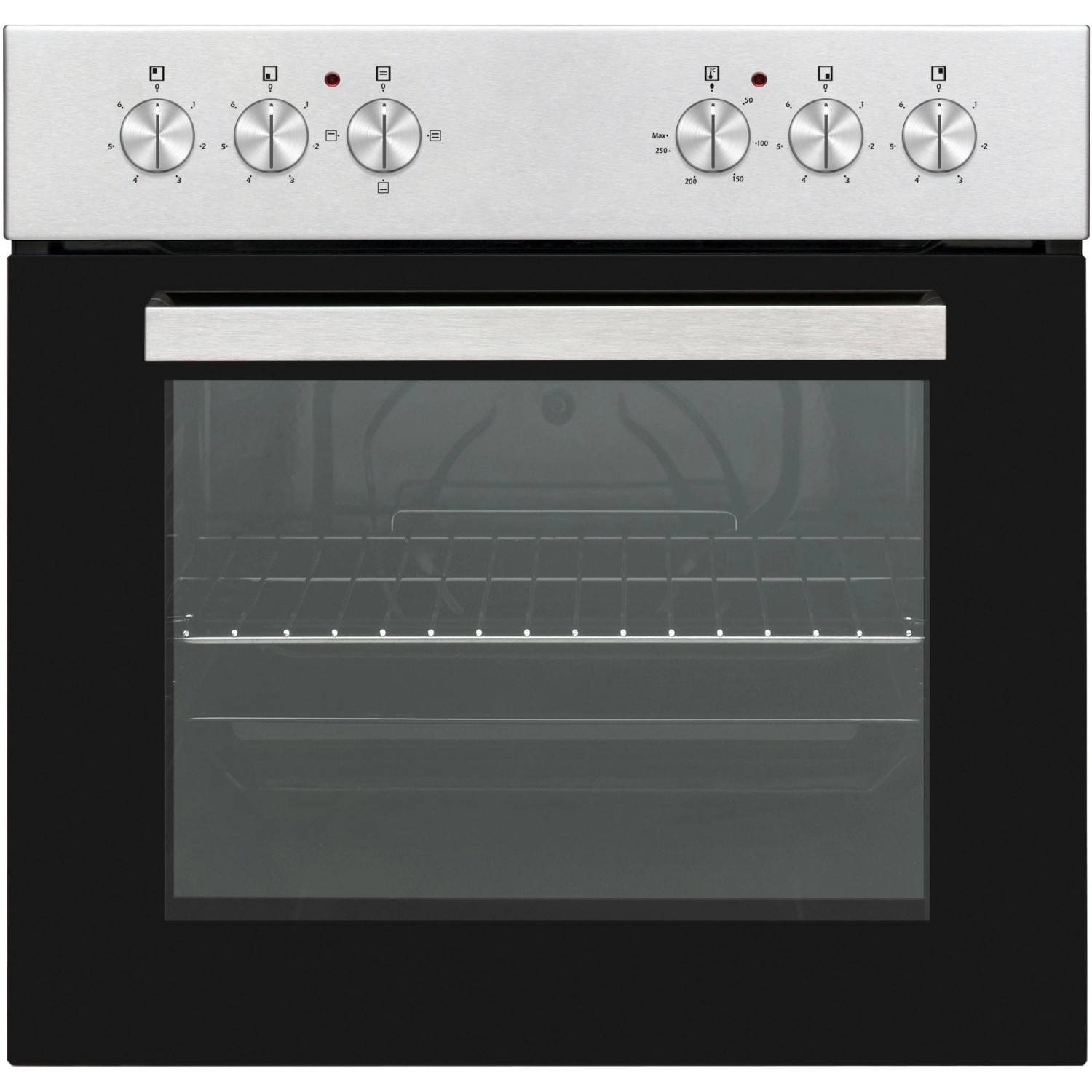 Einbauherd von Flex-Well für die Exclusiv Küche Cara mit Glaskeramikkochfeld und Edelstahlblende.