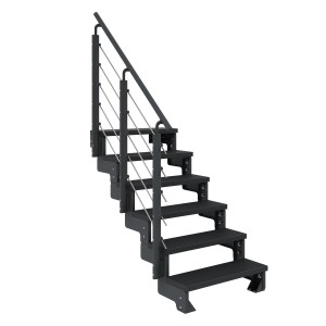 Dolle Außentreppe Gardentop, 6 Stufen, anthrazit mit Geländer. Ideal für den Garten.