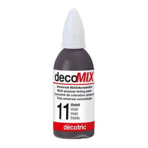 Flasche Decomix Universal-Abtönkonzentrat Violett, geeignet zum Abtönen von Farben, Lacken und Putzen.