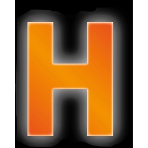 Reflektierender, orangefarbener Klebebuchstabe H, 8 cm, von Conacord.