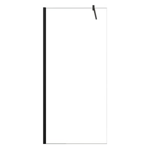 AICA Walk In Duschkabine mit schwarzem Rahmen, 90x200cm, 10mm ESG-Glas Duschwand.