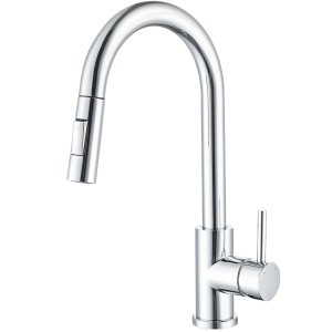 AICA Säulenbrause-Wasserhahn Chrom Zwei Wasserauslassmodi Küche Mischbatterie Ausziehbar 360° Drehbar Einhand-Spültischarmatur Bad Küchenarmatur