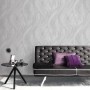 Helle Vliestapete mit modernem Wellendesign im Wohnraum. Erismann Opus Piano Tapete in Grau.