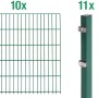 Metallzaun-Set, Doppelstabmatte, grün, 10 Matten, 11 Pfosten, 1 Schlüssel für Gartenzaun.