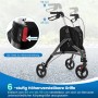 Costway Rollator, faltbare Gehhilfe mit 6-fach höhenverstellbaren Griffen und Tasche, grau.