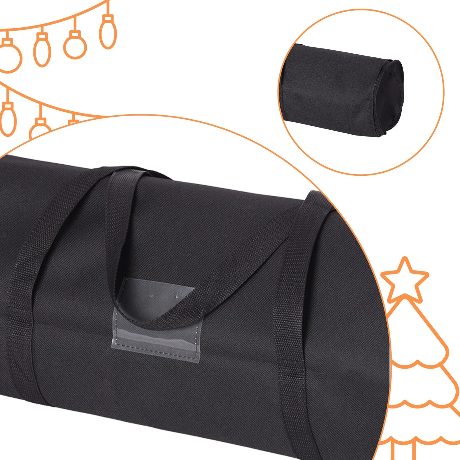 Relaxdays Geschenkpapier Aufbewahrung 2er Set Polyester Schwarz Mit Etikettenfach Reißverschluss 79 cm x 22 cm 0,55 kg_5