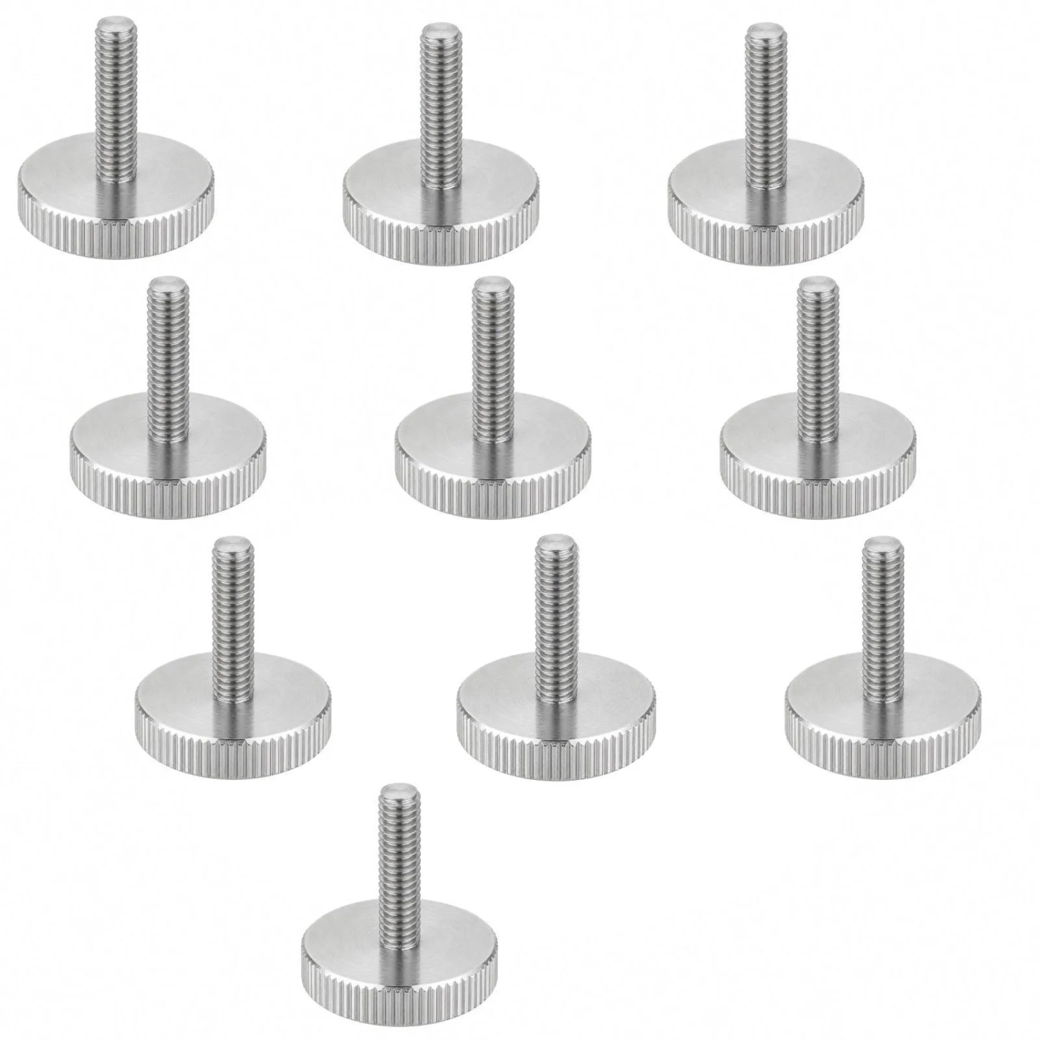 SOTECH 10x Rändelschrauben M6 x 30 mm Flache Ausführung Ohne Schaft Kopf Durchmesser 24 x 5 mm DIN 635 Edelstahl V2A SS304