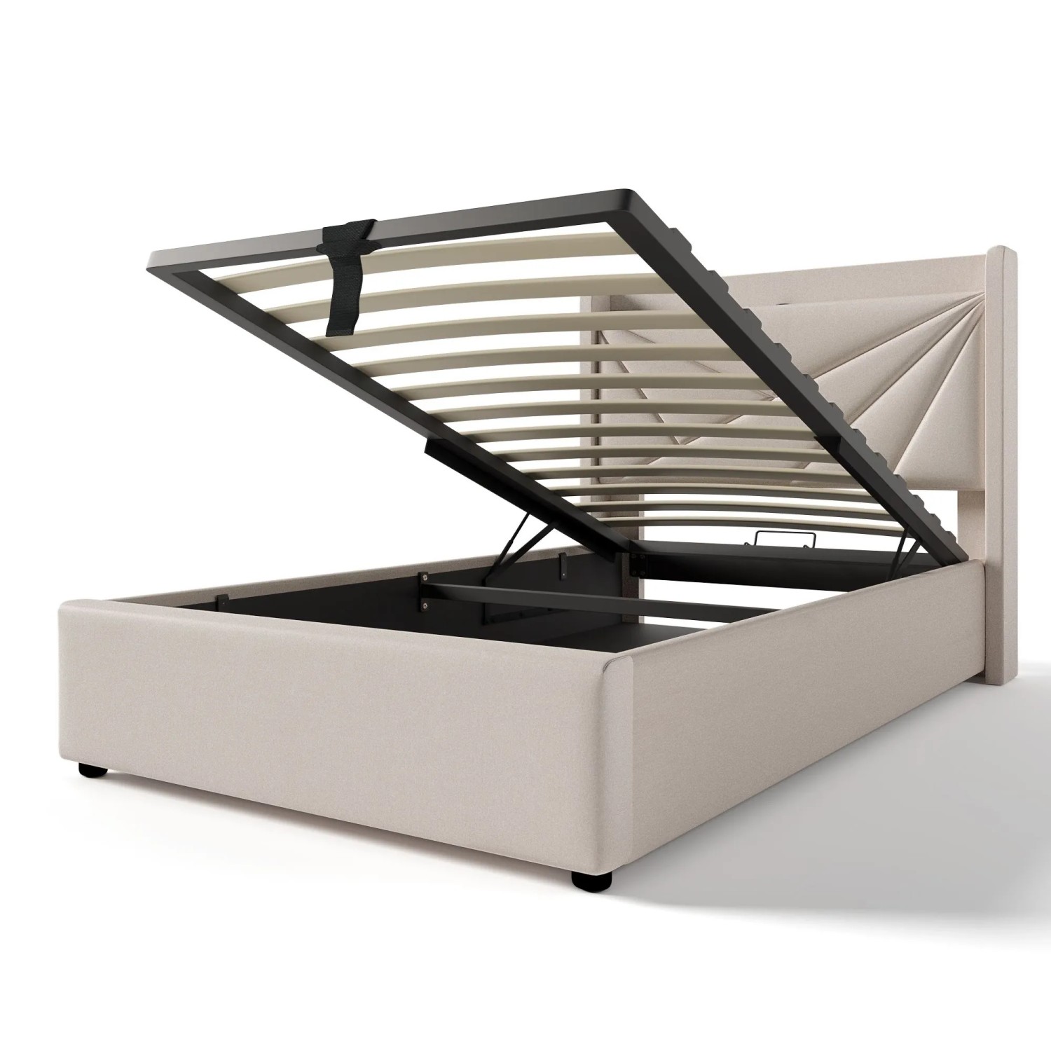 okwish Polsterbett 90x200cm mit Stauraum USB C Jugendzimmer Beige ohne Matratze