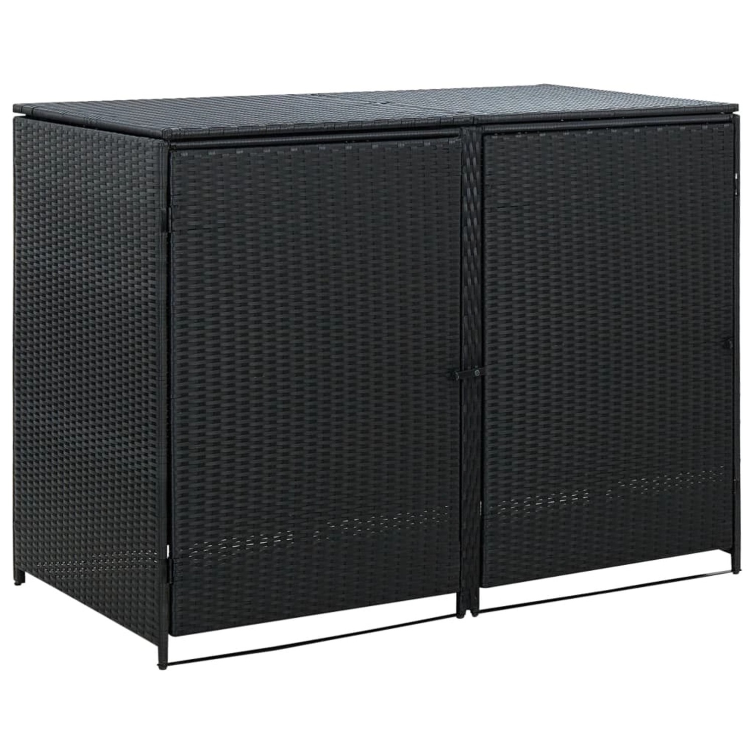 vidaXL Mülltonnenbox für 2 Tonnen Poly Rattan Schwarz 148x80x111 cm 658894