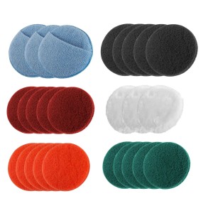 STAHLWERK Bürsten-Aufsatz 45er Set: Polierpads, Schleifpads und Reinigungsschwämme in verschiedenen Farben.