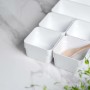 Weißer SmartStore Compact Sort 10x10 Organizer mit Holzloeffel, Aufbewahrungsboxen für Kleinteile.