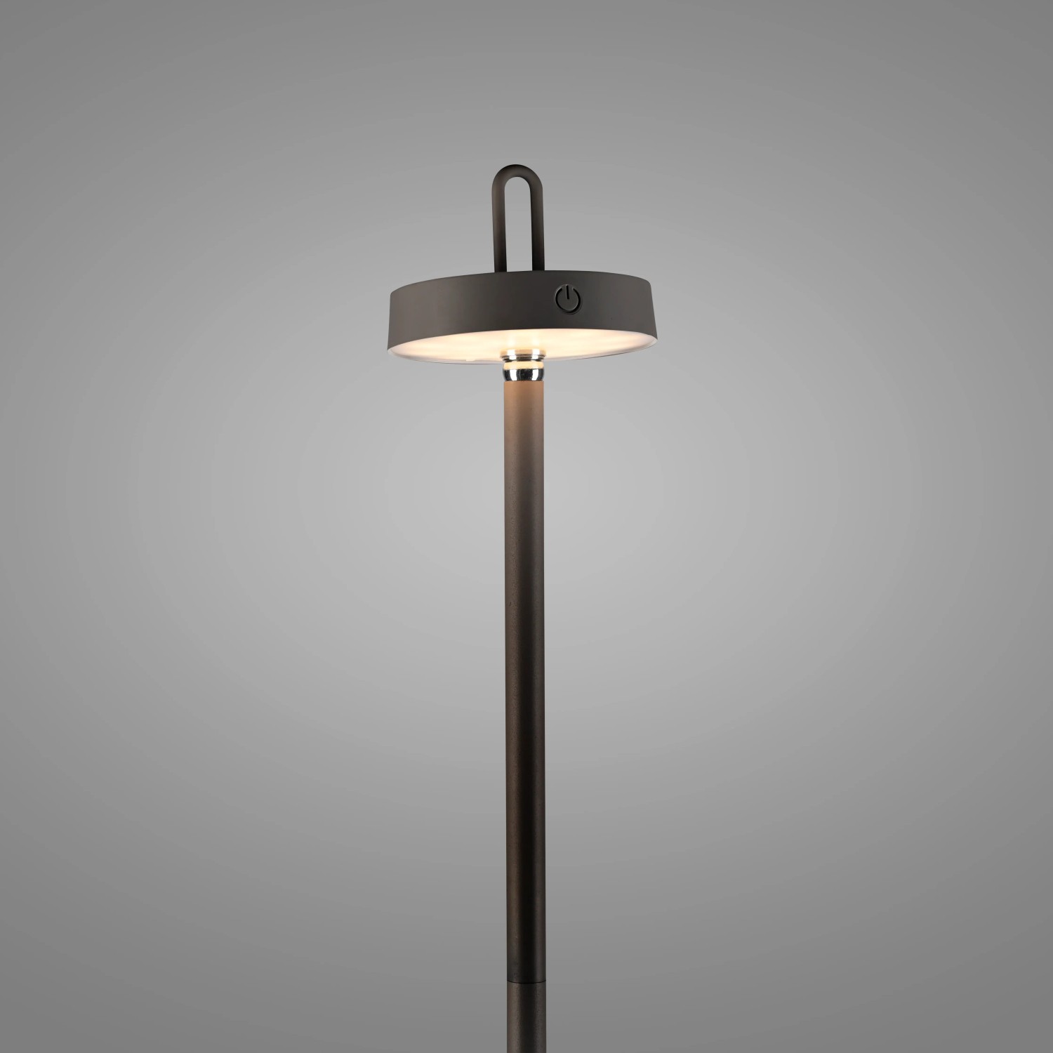 Schwarze LED Akku Stehleuchte Amag, 125 cm hoch, für Innen und Außen.