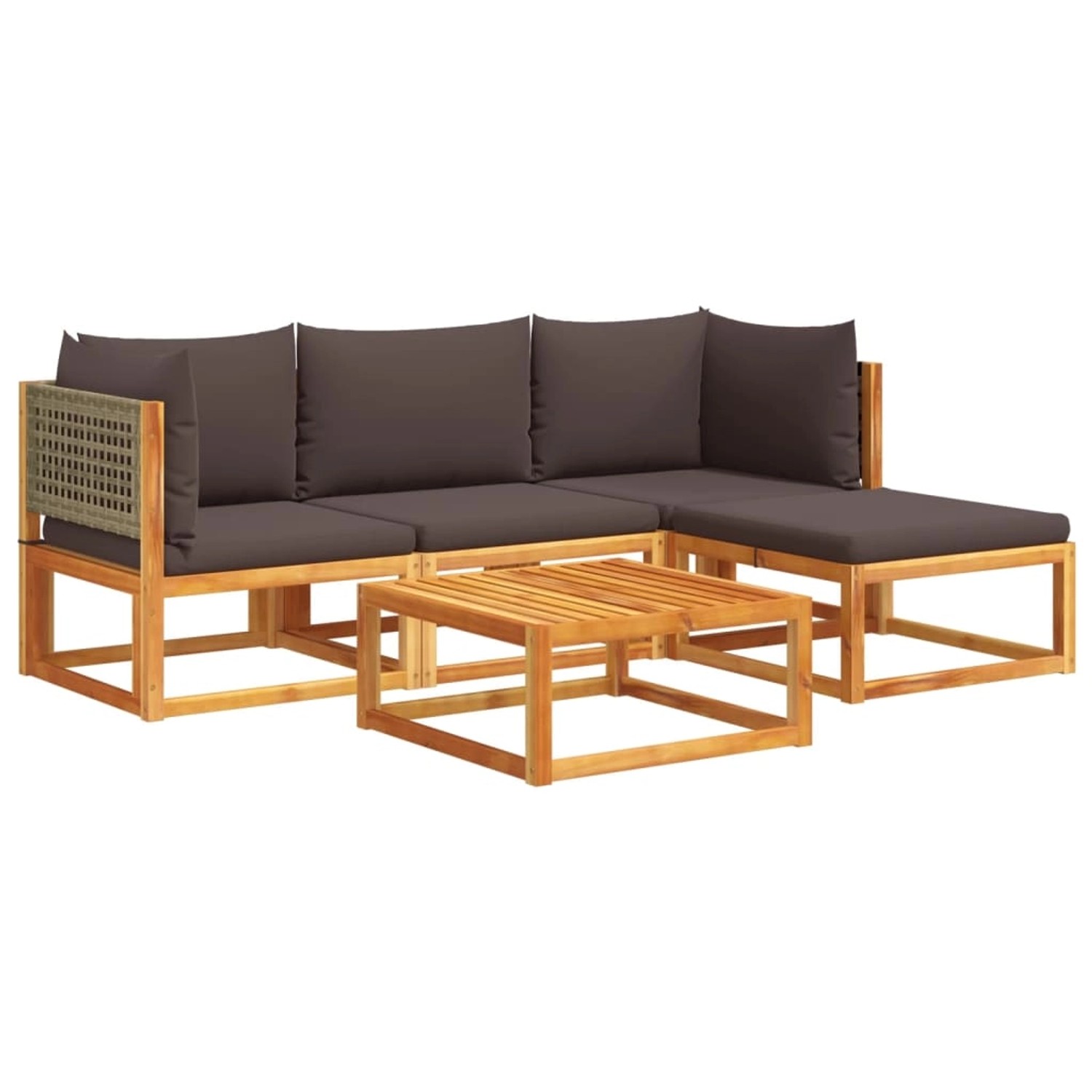 vidaXL 5-Tlg Gartensofa-Set mit Kissen Holz Akazie Rattan 3278895 günstig online kaufen