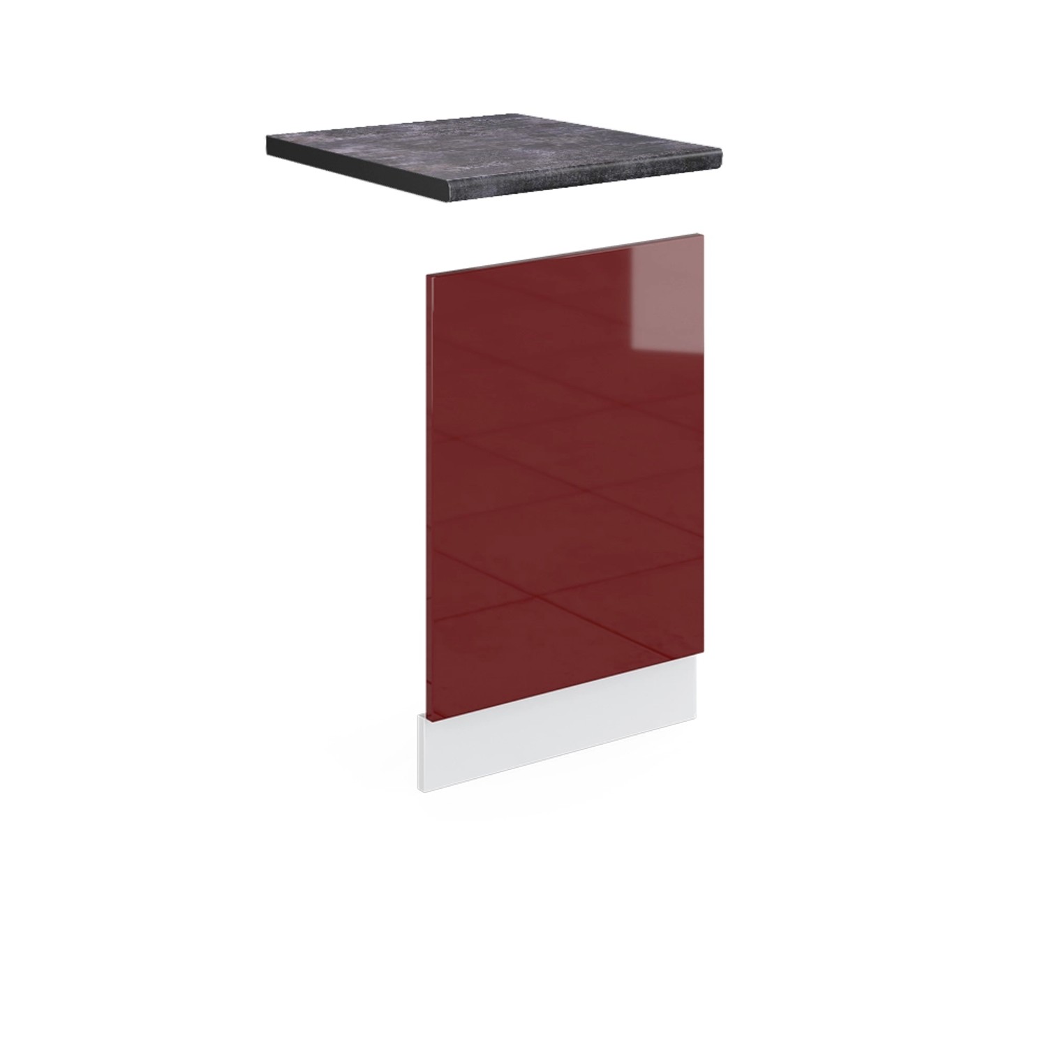 Vicco Frontblende R-Line Geschirrspüler Fronttür Bordeaux Hochglanz/Weiß 45 cm AP Anthrazit
