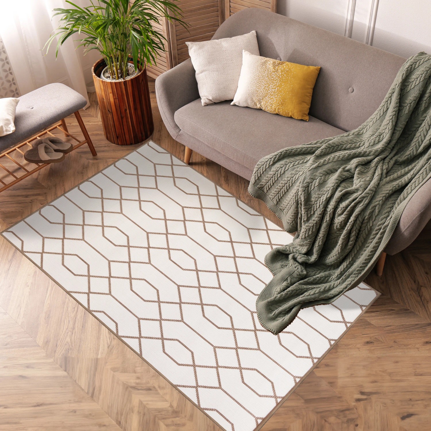 Primaflor In- & Outdoorteppich Reverso Geo River Braun, 160x220cm, mit geometrischem Muster.