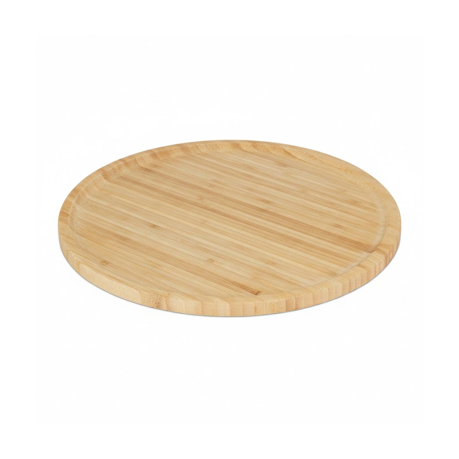 Relaxdays Pizzateller Bambus Natur Erhöhter Rand 32 cm 620 g