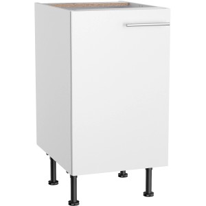 Weißer Optifit Küchenunterschrank Bengt932, 45 cm breit, mit Tür und Edelstahlgriff.