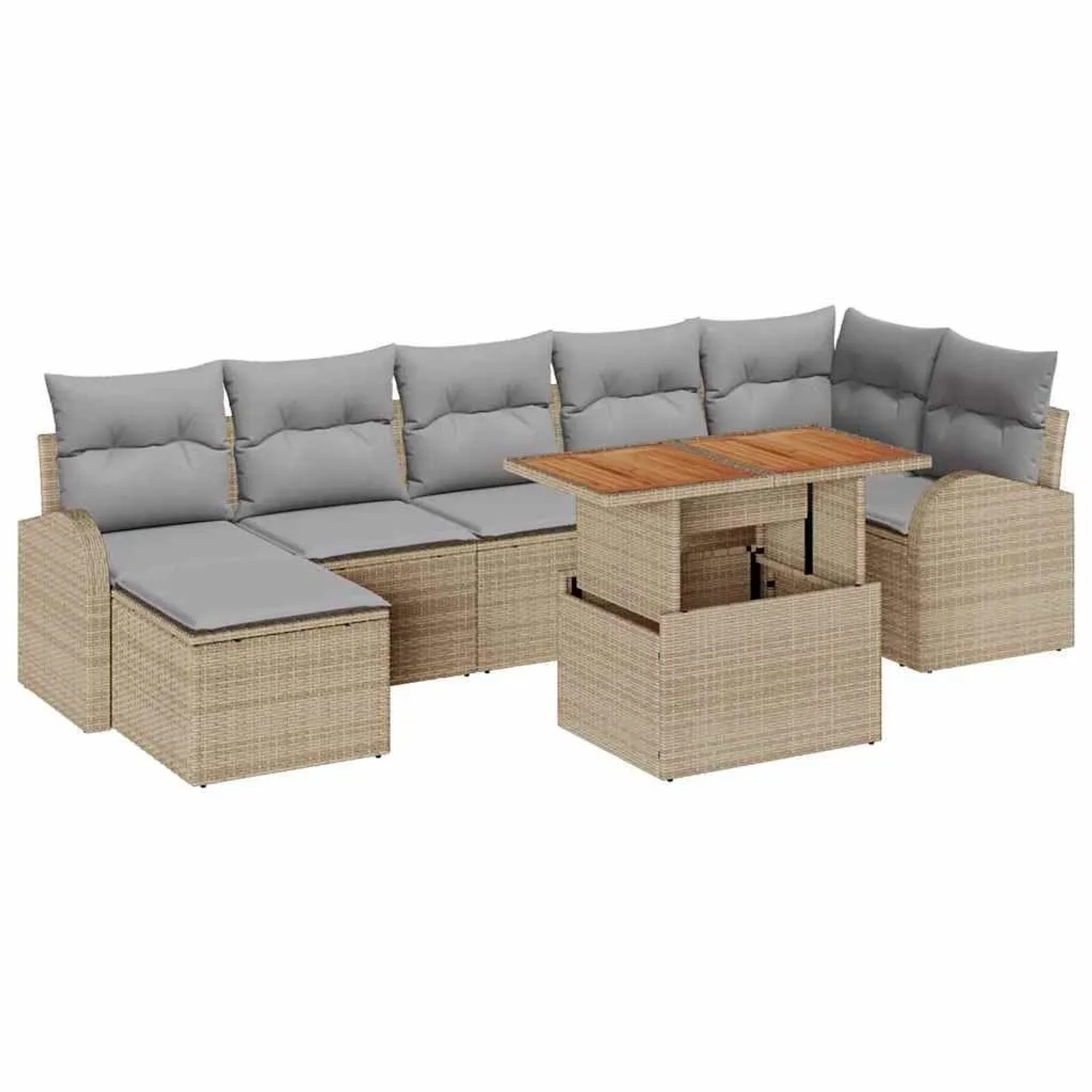 vidaXL Garten-Sofa-Set mit Kissen 8-Tlg Beige und Hellgrau 3349615