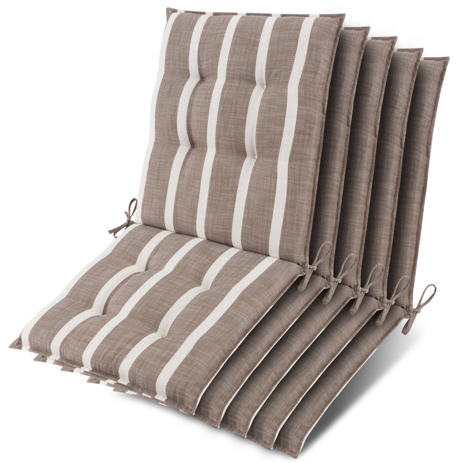 Beautissu 5x Niederlehner Sun-NL Auflage 105x50x8cm Beige-Weiß-Gestreift