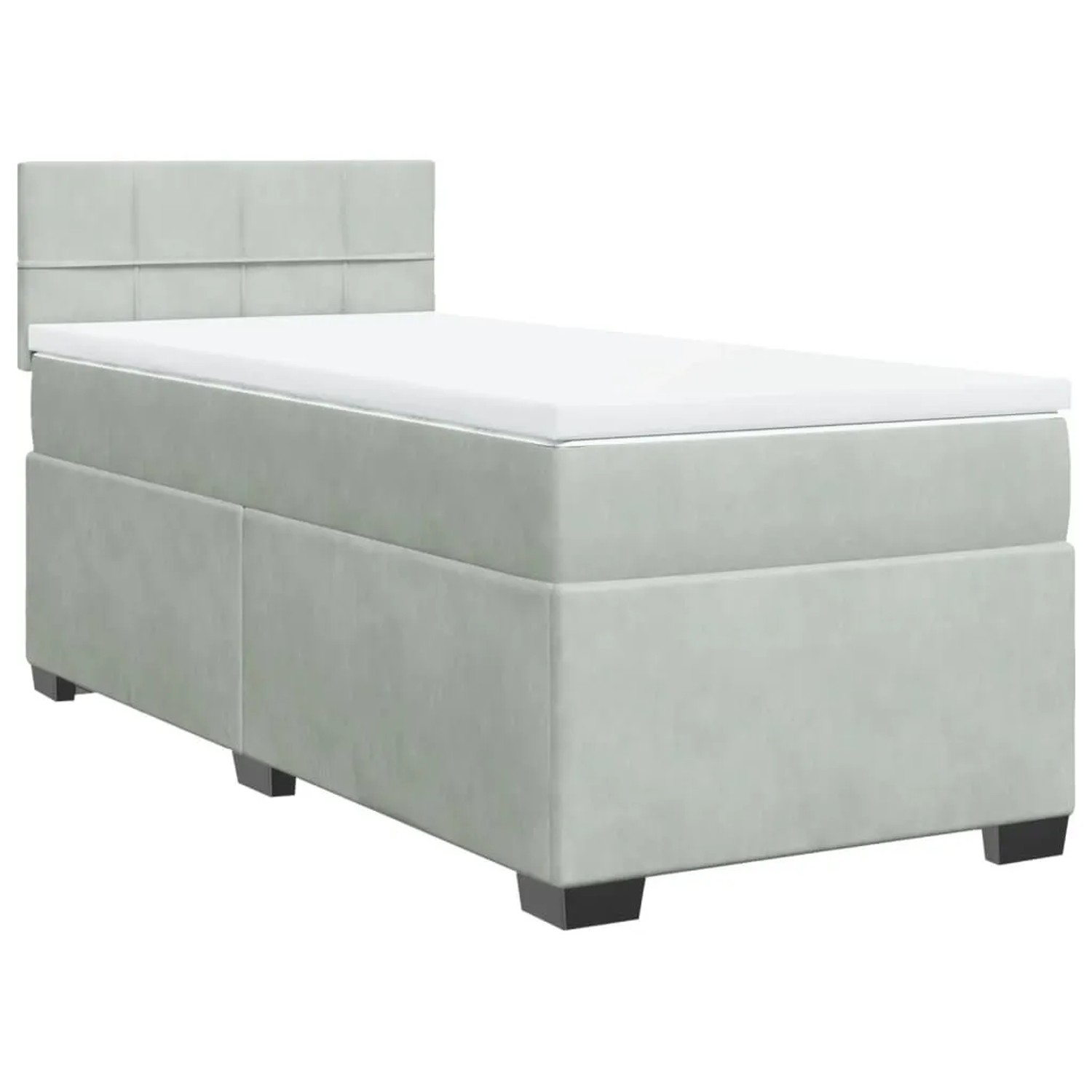 vidaXL Boxspringbett mit Matratze Hellgrau 80x200 cm Samt 3288462