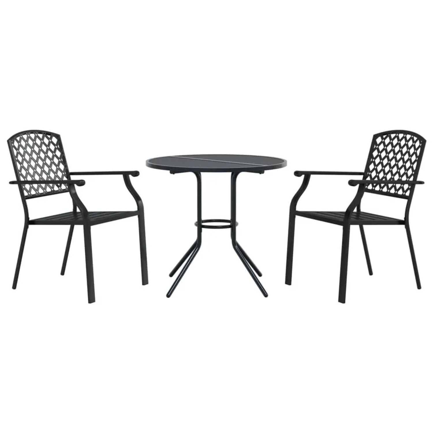 Furnicato Gartenstuhl-set 3-tlg Stapelbar Pulverbeschichteter Stahl
