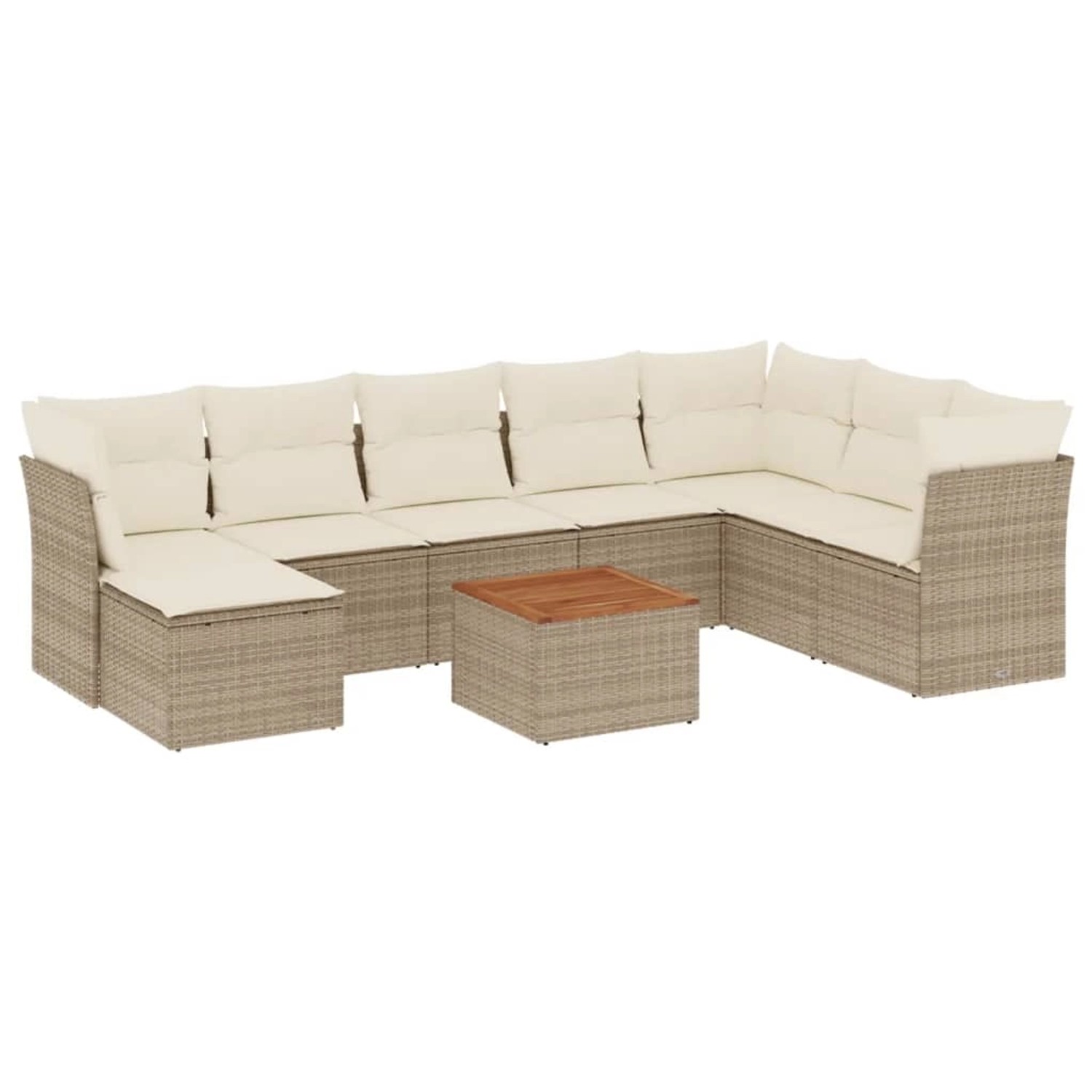 vidaXL 9-Tlg Garten-Sofagarnitur mit Kissen Beige Poly Rattan 3223783 günstig online kaufen