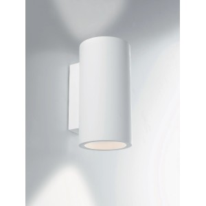Weiße Intec Wandleuchte Banjie, zylindrische Form, für Wohn- und Schlafzimmer.