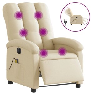 vidaXL Massagesessel Elektrisch Creme Stoff 3204089