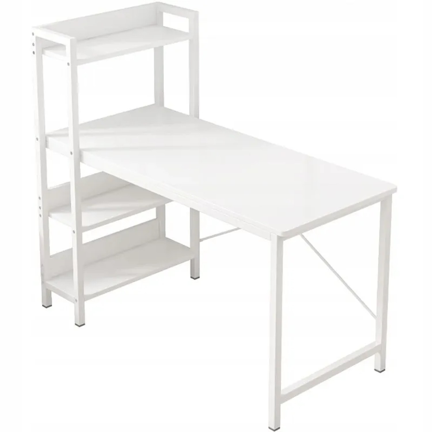 Rebiko Computertisch Loft Tisch Weiß Modern Mit Regal Gaming