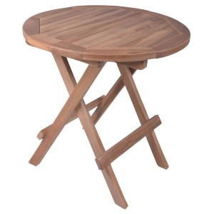 DELUKE Gartentisch NELLE Rund Teak TeakBraun 50x50x51cm Garten Beistelltisch Wetterfest Outdoor Tisch