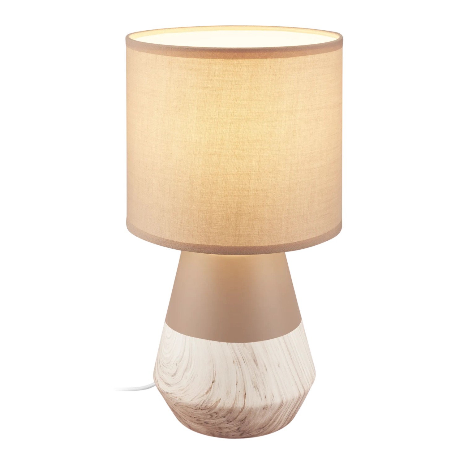 Brilo Tischleuchte Linda Keramik Beige-Holzoptik Ø 18 Cm X 34 Cm