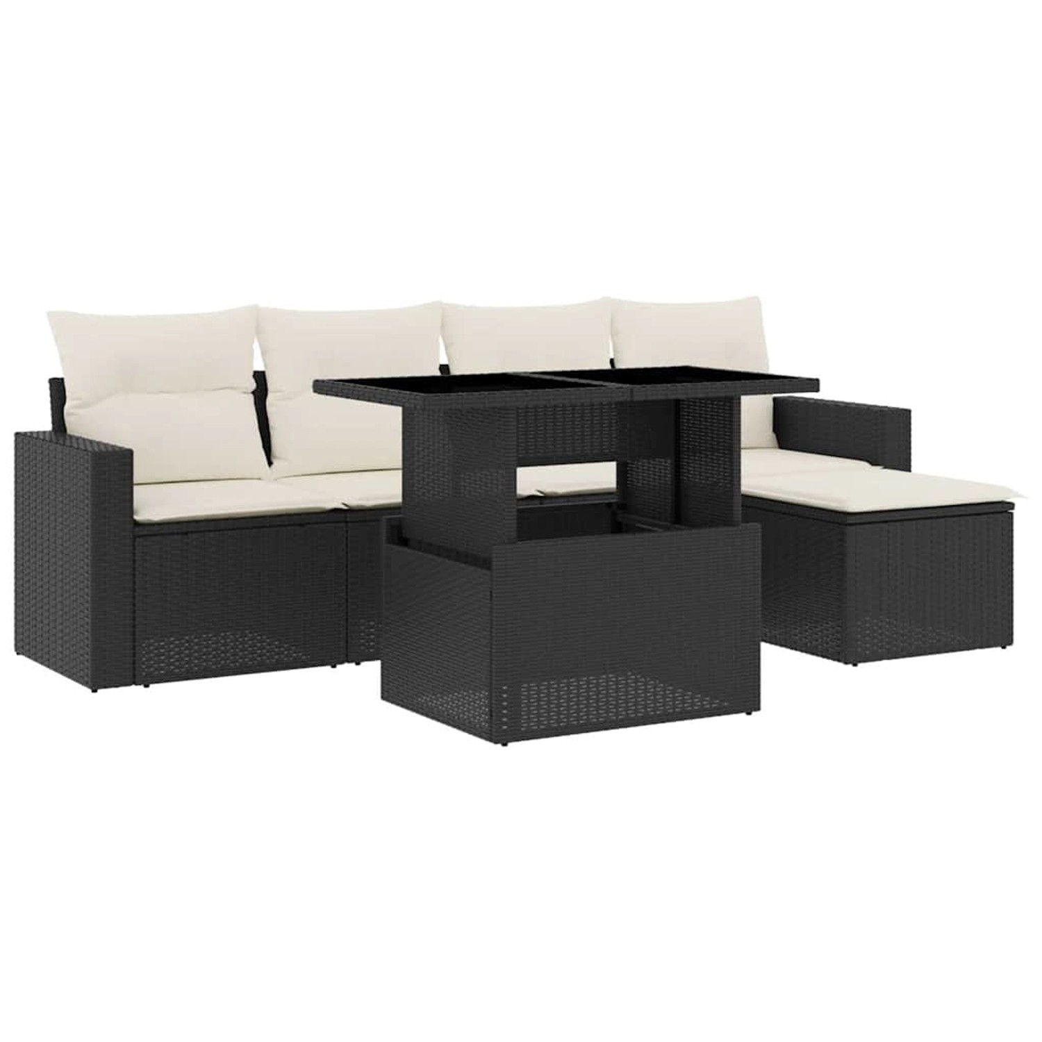 vidaXL 6-Tlg Garten-Sofagarnitur mit Kissen Schwarz Poly Rattan 3267236 günstig online kaufen